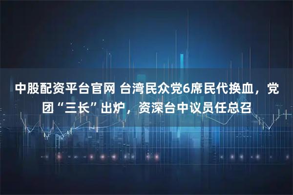 中股配资平台官网 台湾民众党6席民代换血，党团“三长”出炉，资深台中议员任总召